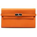 Hermes Orange Epsom Classic Kelly Wallet - Hermès