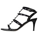 Black rockstud high-heel leather sandals - size EU 35 - Valentino