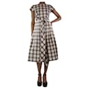 Cream checkered pleated dress - size UK 6 - Michael Kors