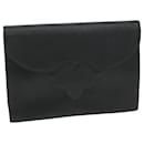 SAINT LAURENT Clutch Bag Leather Black Auth 65936 - Saint Laurent