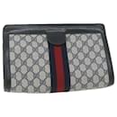 GUCCI GG Supreme Sherry Line Clutch Bag PVC Red Navy 64 014 2125 28 Auth am5646 - Gucci