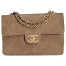 Chanel Chanel Big Matelassè Classic single flap bag in beige suede