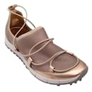 Jimmy Choo Rose Gold Metallic Leather and Mesh Sneakers - Autre Marque