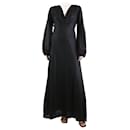 Robe longue en lin noire à encolure en V - taille S - Autre Marque