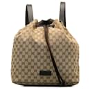 Gucci Brown GG Canvas Drawstring Backpack