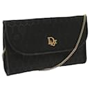 Christian Dior Honeycomb Canvas Chain Shoulder Bag Black Auth am5692