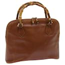 GUCCI Bamboo Hand Bag Leather Brown Auth ac2689 - Gucci