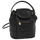 Christian Dior Canage Lady Dior Backpack Lamb Skin Black Auth yk10497A