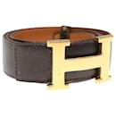 HERMES Constance Belt Leather 35.4"" Dark Brown Auth am5720 - Hermès
