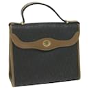 Christian Dior Honeycomb Canvas Hand Bag PVC Leather Black Auth am5756