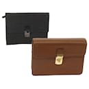 GIVENCHY Clutch Bag Leather 2Set Black Brown Auth bs11874 - Givenchy
