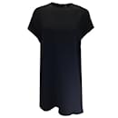 Lisa Perry Mini-robe noire en crêpe de soie à manches courtes - Autre Marque