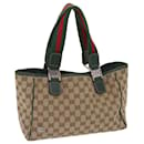 GUCCI GG Canvas Web Sherry Line Horsebit Tote Bag Beige Red 145810 Auth am5686 - Gucci