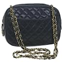 CHANEL Matelasse Chain Shoulder Bag Leather Navy CC Auth 65588 - Chanel