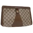 GUCCI GG Canvas Web Sherry Line Clutch Bag PVC Beige Green Red Auth 65580 - Gucci