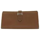 HERMES Wallet Leather 2Set Brown Orange Auth yb496 - Hermès