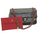 CHANEL Matelasse Chain Shoulder Bag Canvas Black White CC Auth 65725A - Chanel