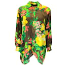 Richard Quinn Blusa de seda com botões e mangas compridas estampada multifloral marrom - Autre Marque