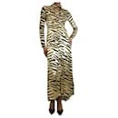 Gold animal print maxi dress - size UK 8 - Paco Rabanne