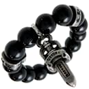Silberner Onyxperlen-Dolch-Charm-Ring - Autre Marque