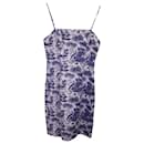 Staud Basset Printed Mini Dress in Blue and White Cotton
