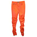 Dolce & Gabbana Ruched Slim-Fit Jeans in Orange Cotton