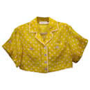Chemise courte à pois Zimmermann High Tide en lin jaune