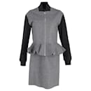 McQ Alexander McQueen Peplum Bomber Jacket and Skirt in Grey Wool - Autre Marque