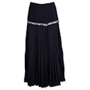 Sandro Debby Embellished Pleated Midi Skirt in Black Polyester