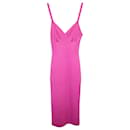 Staud Quartz Metallic Sleeveless Midi Dress in Pink Viscose