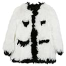 Abrigo de piel sintética en blanco y negro de Chanel Vintage Otoño 1994.