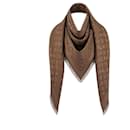 Chal de seda con estampado LV monograma nuevo en color marrón. - Louis Vuitton