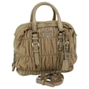PRADA Hand Bag Leather 2way Beige Auth ep3375 - Prada