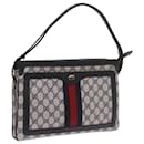 GUCCI GG Canvas Sherry Line Shoulder Bag PVC Navy Red Auth 66740 - Gucci