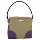 PRADA Shoulder Bag Canvas Beige Purple Auth 66369 - Prada