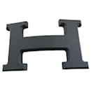 Fivela de cinto Hermès 5382 em metal com acabamento preto fosco PVD novo 32mm.