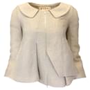 Marni Taupe Collared Full Zip Crinkled Linen Jacket - Autre Marque