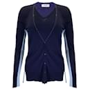 Akris Punto Navy Blue / Light Blue Wool Knit Cardigan Sweater and Tank Top Two-Piece Set - Autre Marque