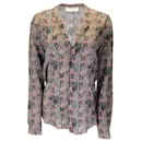 Saint Laurent negro / Blusa de seda con botones de manga larga y estampado multicolor rosa - Autre Marque