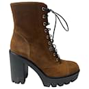 Giuseppe Zanotti Ankle Lace Up Boots in Brown Suede
