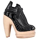 Proenza Schouler Huarache-Style Ankle Boots in Black Leather