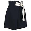 Marni Mini Skirt with Belt Detail in Navy Blue Polyamide
