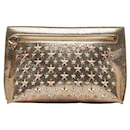 Jimmy Choo Metallic Leather Star-studded Clutch Leather Clutch Bag in Excellent condition