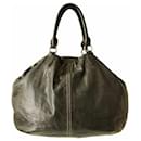 Miu Miu Large Satchel in black leather top double handle shopping bag stitched