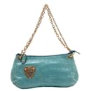 GUCCI Mini Croc Embossed Leather Shoulder Bag in Turquoise - Gucci