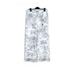 Calças de seda Dior Chez Moi preto e branco com estampa Jouy, tamanho FR40. - Christian Dior
