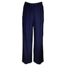 Ralph Lauren Collection Navy Blue Crepe Trousers / Pants - Autre Marque