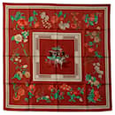 Hermes Red Quai Aux Fleurs Silk Foulard - Hermès
