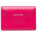 Balenciaga – Rotes, kompaktes Mini-Portemonnaie aus Papierleder