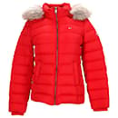 Tommy Hilfiger Womens Essential Hooded Down Jacket in Red Polyester
